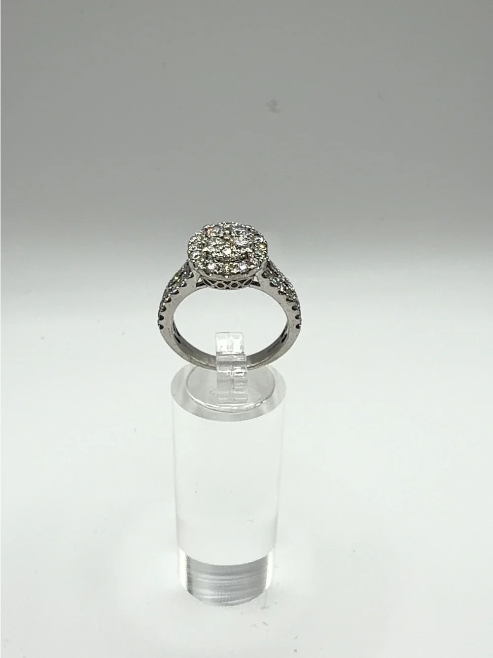 14K White Gold Lab Diamond Halo Ring Size 8.5
